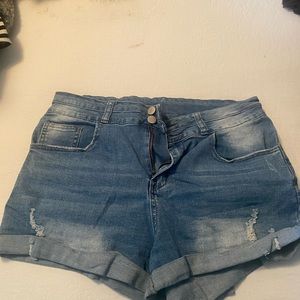 Amazon stretchy hot shorts, washed denim, size medium